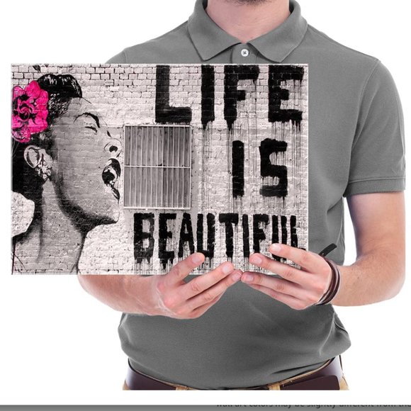 Banksy Life is Beautiful Canvas Ready to Hang - Picture 1 of 3